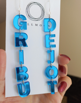 Mirror earrings 'Gribu dejot" blue 